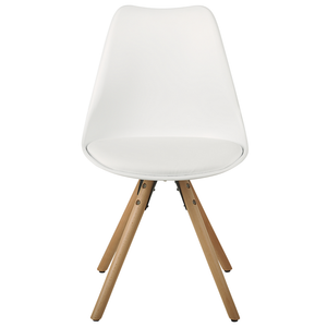 Set di 2 sedie da pranzo Sedile in ecopelle bianca Gambe in legno eleganti