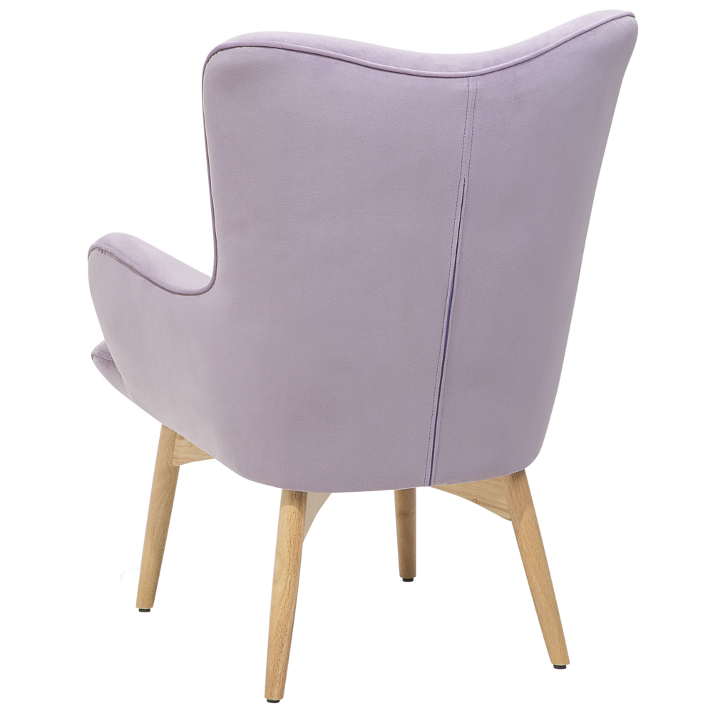 Sedia Wingback con tessuto ottomana in velluto lilla abbottonato in stile retrò