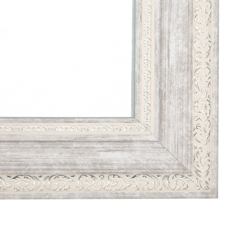 Specchio da Parete Beige con Argento 50 x 130 cm Verticale Soggiorno Camera da Letto Comò Finitura Gesso