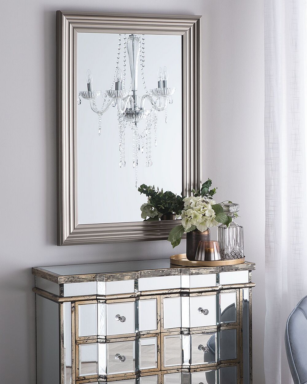 Specchio da parete argento 61 x 91 cm rettangolare moderno semplice minimalista camera da letto soggiorno