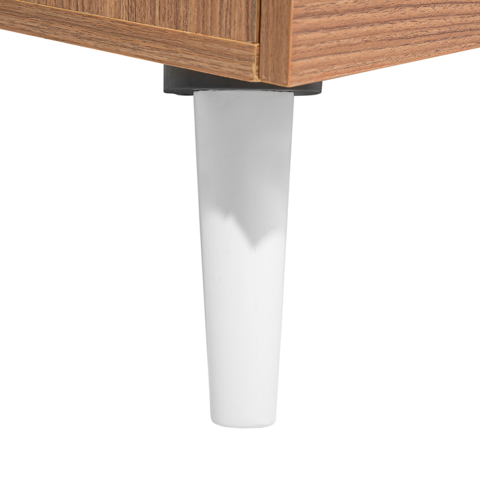 Tavolino da caffè in legno chiaro con ripiani bianchi a 2 cassetti 100 x 60 cm in stile scandinavo