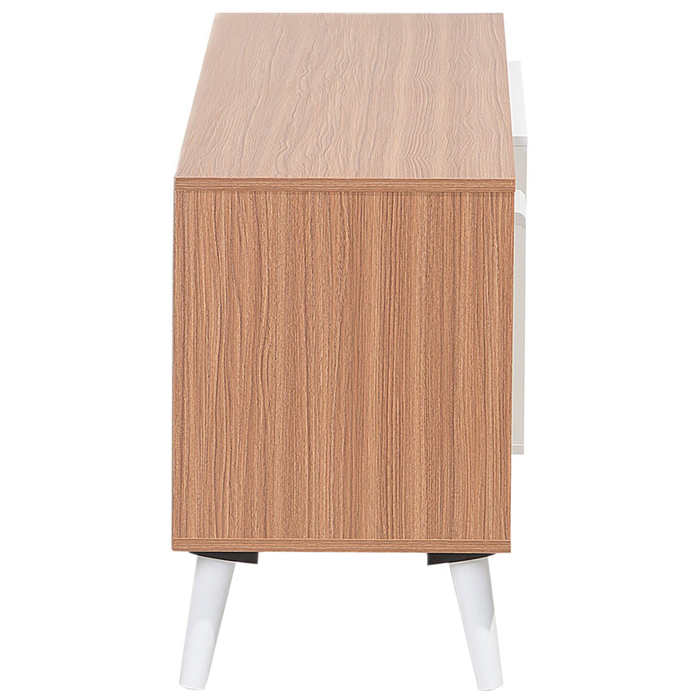 Mobile TV in legno chiaro con bianco per TV fino a 78ʺ con 2 ripiani