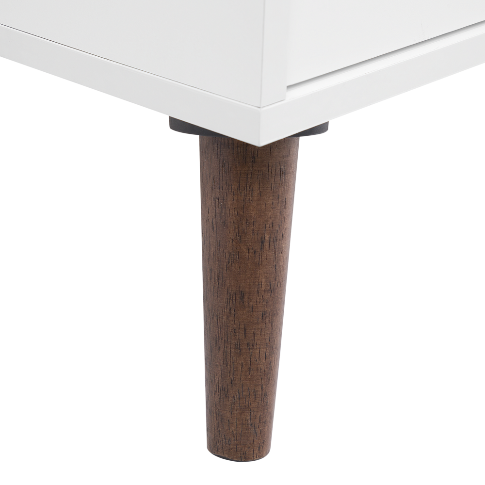 Mobile TV bianco con legno scuro per TV fino a 78ʺ con 2 ripiani