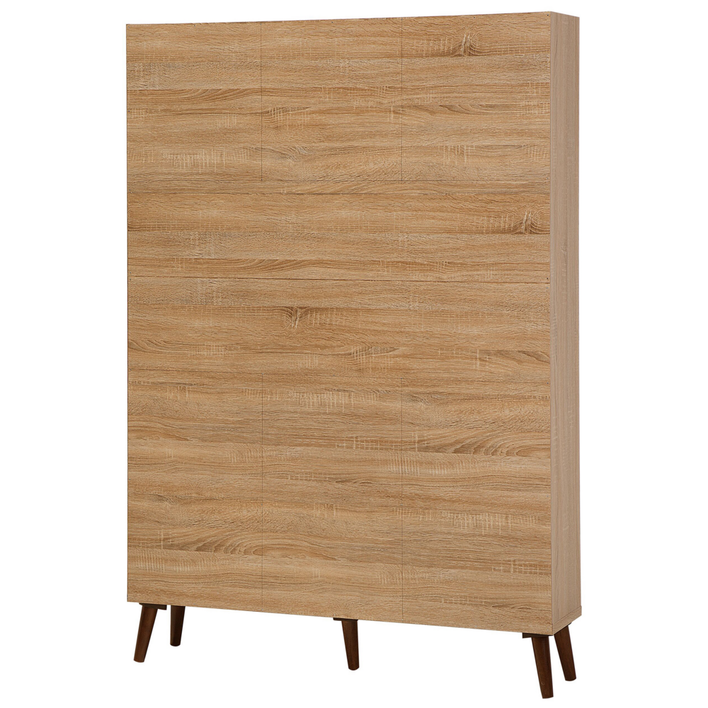 Libreria in legno chiaro con scaffale scandinavo a 5 ripiani grigio 174 x 120 x 30 cm