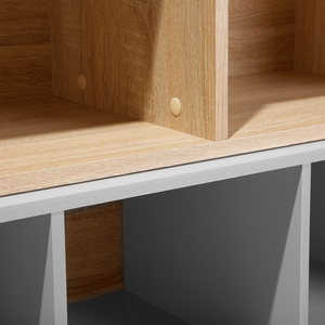 Libreria in legno chiaro con scaffale scandinavo a 5 ripiani grigio 174 x 120 x 30 cm