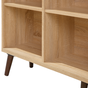 Libreria in legno chiaro con scaffale scandinavo a 5 ripiani grigio 174 x 120 x 30 cm