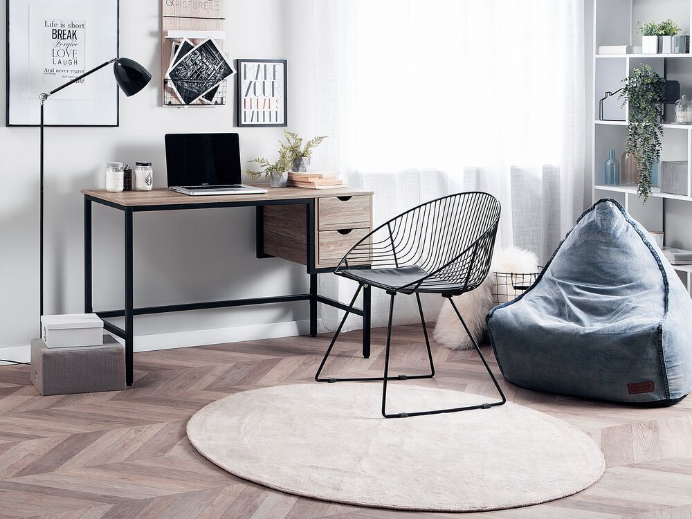 Scrivania da Ufficio Legno Scuro e Nera 120 x 48 cm 2 Cassetti Industrial