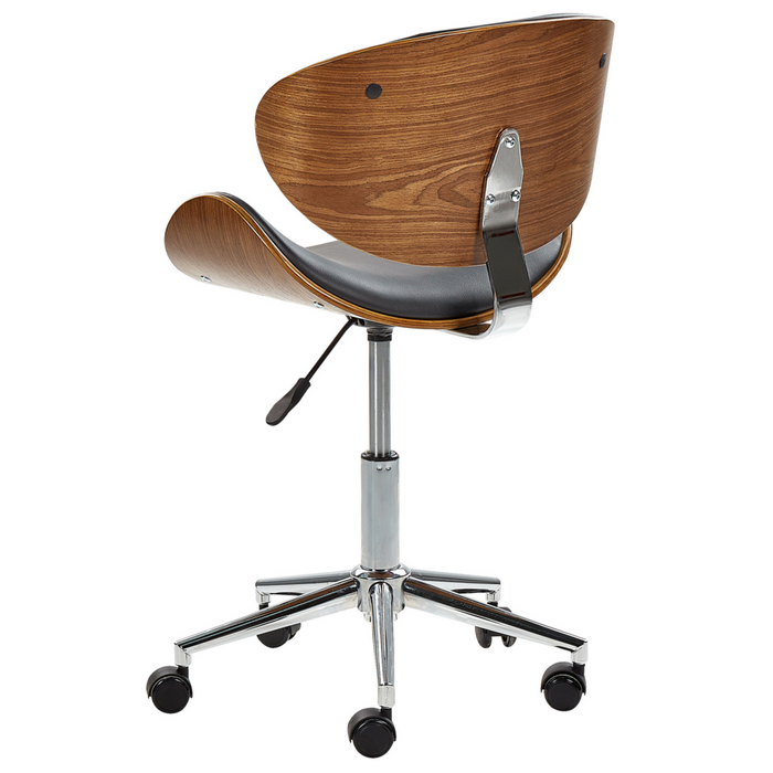 Sedia da scrivania Sedile regolabile in altezza con alzata a gas imbottita in ecopelle nera con sedia girevole per operatore