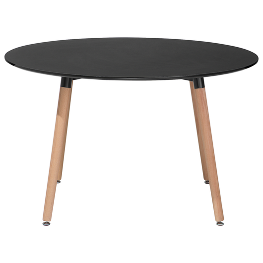 Tavolo da Pranzo in Legno di Faggio Nero ø 120 cm Rotondo Cucina Soggiorno Minimalista