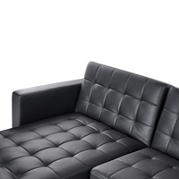 Divano letto ad angolo in ecopelle nera capitonné moderno a forma di L modulare a 4 posti Chaise longue versione sinistra