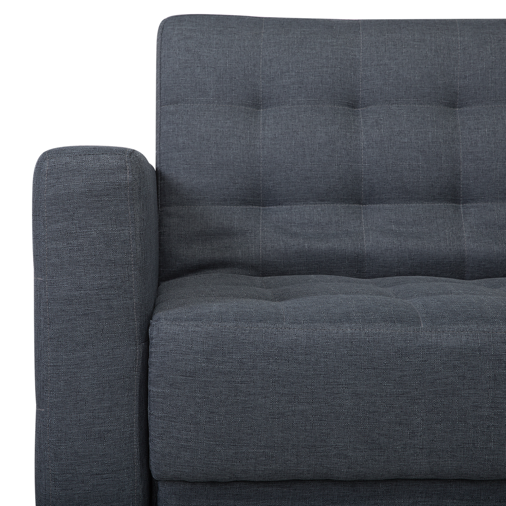 Divano letto angolare in tessuto capitonnè grigio scuro moderno a L componibile a 4 posti Chaise Longue versione sinistra