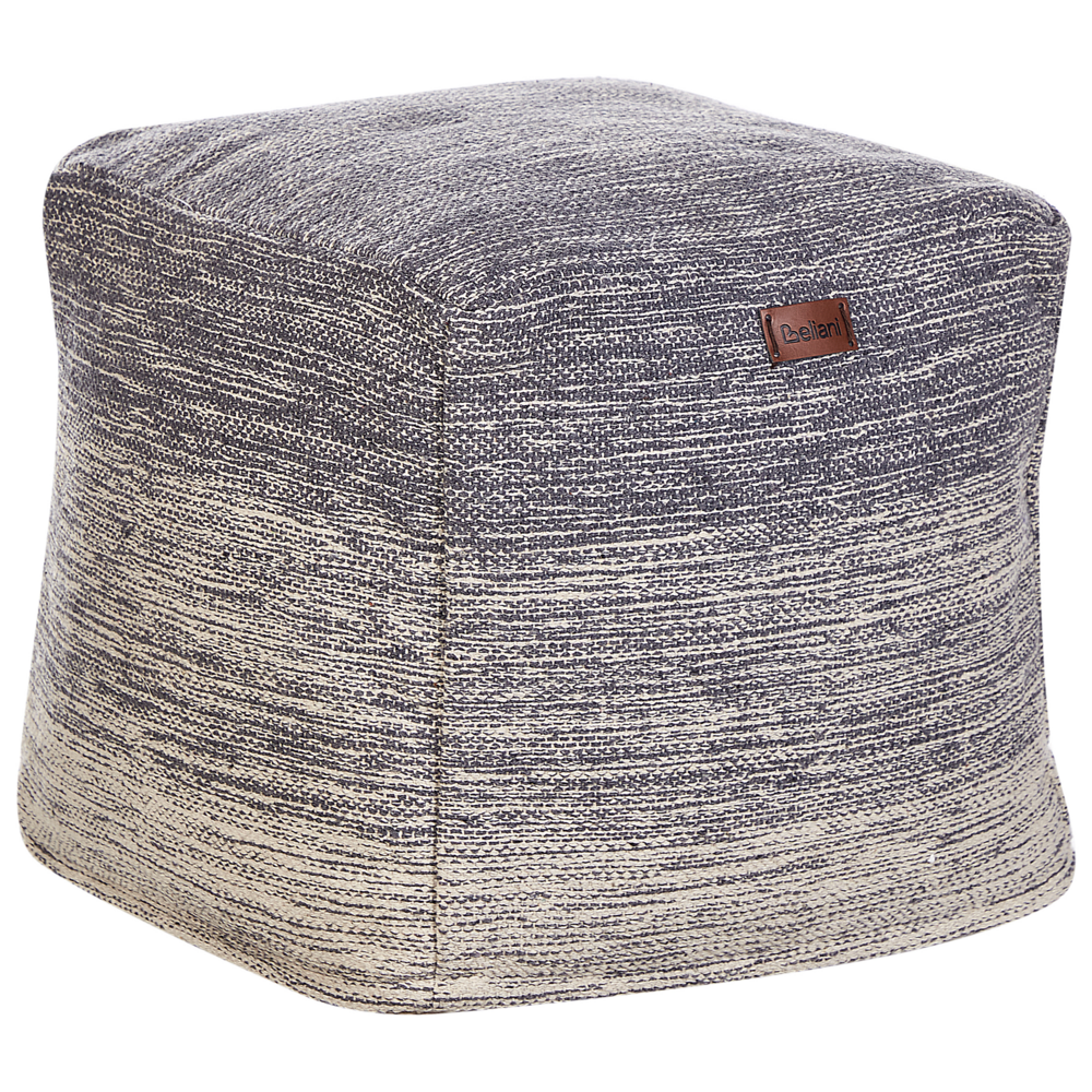 Pouf in tessuto di colore grigio e bianco in cotone 3 strisce cubo stile Boho scandinavo