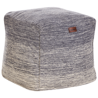 Pouf in tessuto di colore grigio e bianco in cotone 3 strisce cubo stile Boho scandinavo