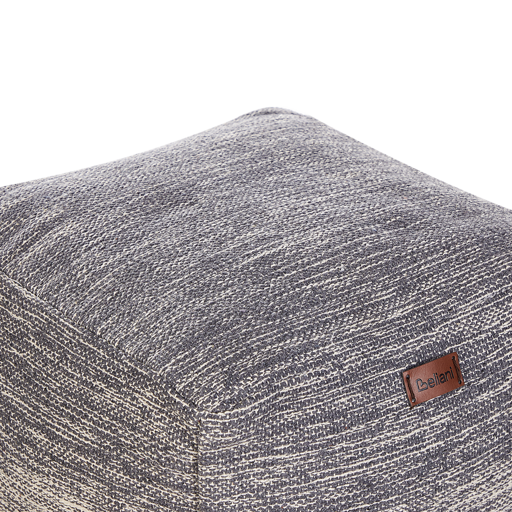 Pouf in tessuto di colore grigio e bianco in cotone 3 strisce cubo stile Boho scandinavo