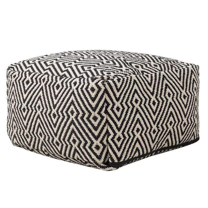Pouf in cotone bianco e Nero motivo Chevron quadrato Boho moderno
