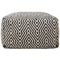 Pouf in cotone bianco e Nero motivo Chevron quadrato Boho moderno