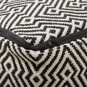 Pouf in cotone bianco e Nero motivo Chevron quadrato Boho moderno