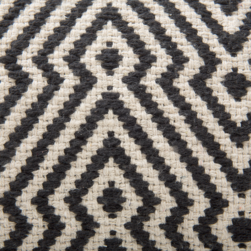 Pouf in cotone bianco e Nero motivo Chevron quadrato Boho moderno