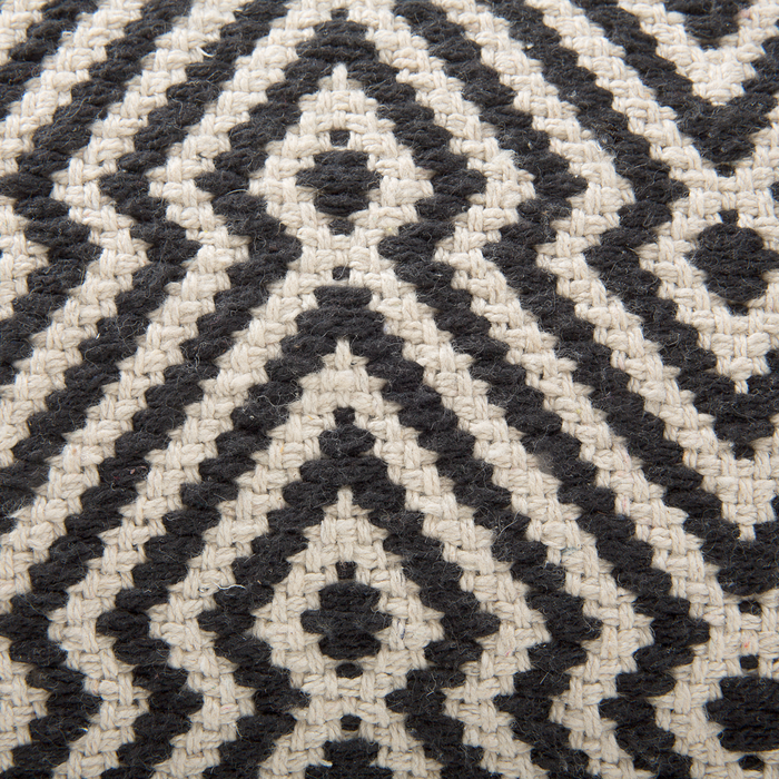 Pouf in cotone bianco e Nero motivo Chevron quadrato Boho moderno
