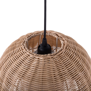 Lampada a Sospensione Marrone Rattan Forma Cupola Boho Eclettica