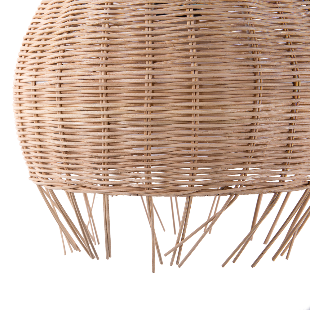 Lampada a Sospensione Marrone Rattan Forma Cupola Boho Eclettica