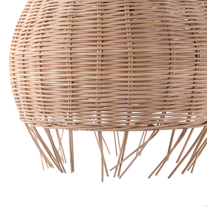 Lampada a Sospensione Marrone Rattan Forma Cupola Boho Eclettica
