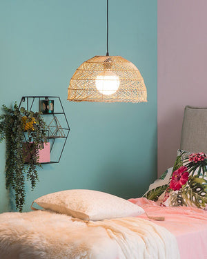 Lampada a sospensione in vimini Rattan a forma di campana Lampada a sospensione in stile boho
