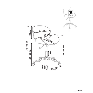 Sedia da scrivania imbottita in ecopelle bianca con alzata a gas regolabile in altezza con sedia girevole per operatore