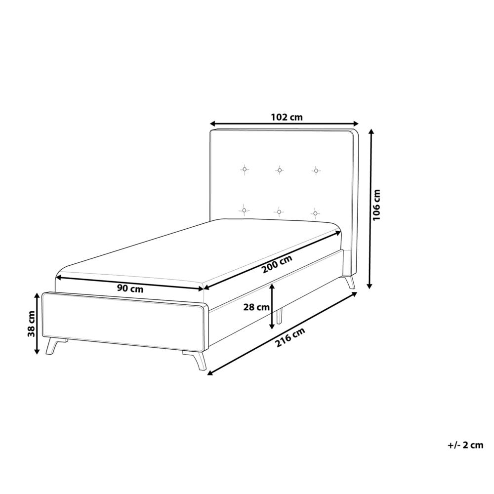 Letto singolo beige 90 x 200 cm imbottito in stile scandinavo