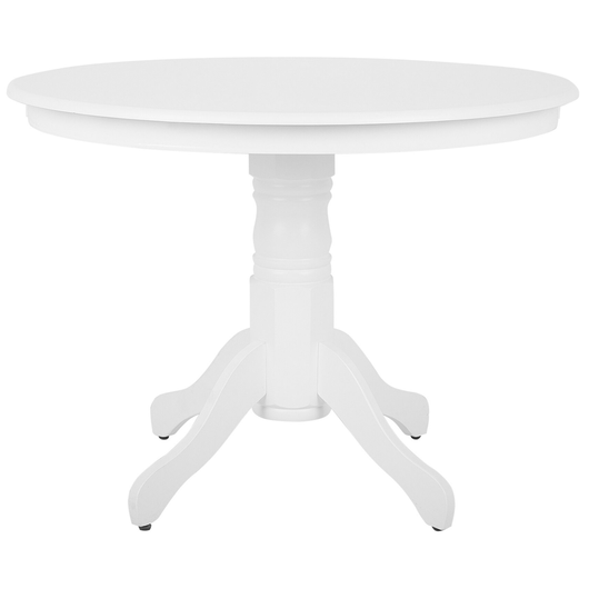 Tavolo da pranzo in legno di gomma bianco ø 100 cm rotondo vintage