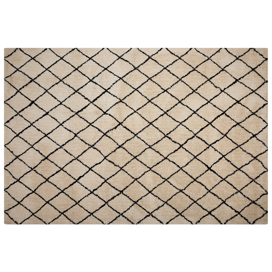 Tappeto tappetino Beige Con Nero 160 x 230 cm  Motivo Geometrico Moderno