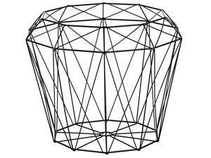 Tavolino Luce Base in Legno e Metallo Nero Piano Removibile Glam