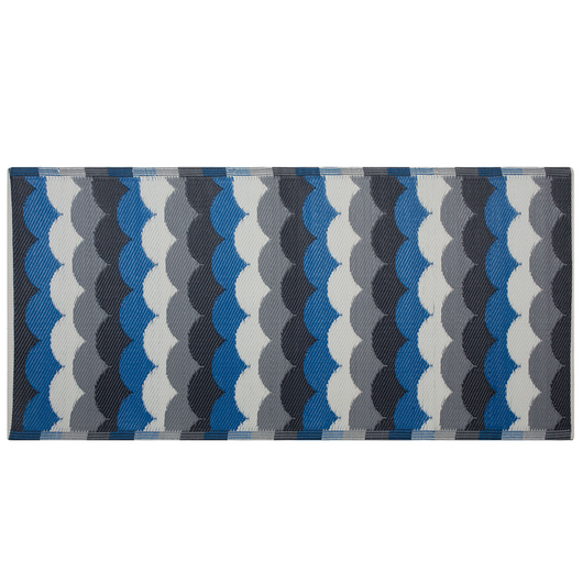 Tappeto da esterno Mat Blu Sintetico 90 x 180 cm Scala Motivo Geometrico Ecologico Moderno Minimalista