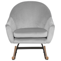 Sedia A Dondolo Velluto Grigio Chiaro Basamento In Legno Chiaro Nursery Glam Stile Moderno