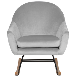 Sedia A Dondolo Velluto Grigio Chiaro Basamento In Legno Chiaro Nursery Glam Stile Moderno