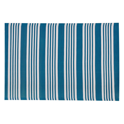 Tappeto per esterno Mat Blu Sintetico 120 x 180 cm Motivo Geometrico a Righe Eco Friendly Moderno Minimalista