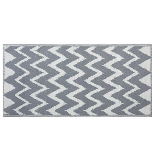 Tappeto per esterno Mat Grigio Sintetico 90 x 180 cm Chevron Motivo Geometrico Eco Friendly Moderno