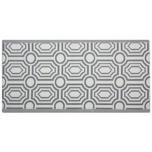 Tappeto per Esterno Mat Grigio Sintetico 90 x 180 cm Reversibile Motivo Geometrico Eco Friendly Moderno