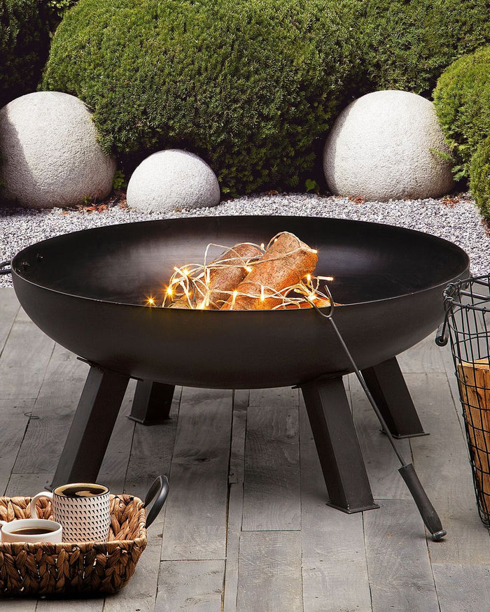 Riscaldatore per braciere da esterno in acciaio Nero a forma di ciotola bassa