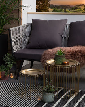 Tappeto per esterno Mat Nero sintetico 90 x 180 cm a righe motivo geometrico ecologico moderno minimalista