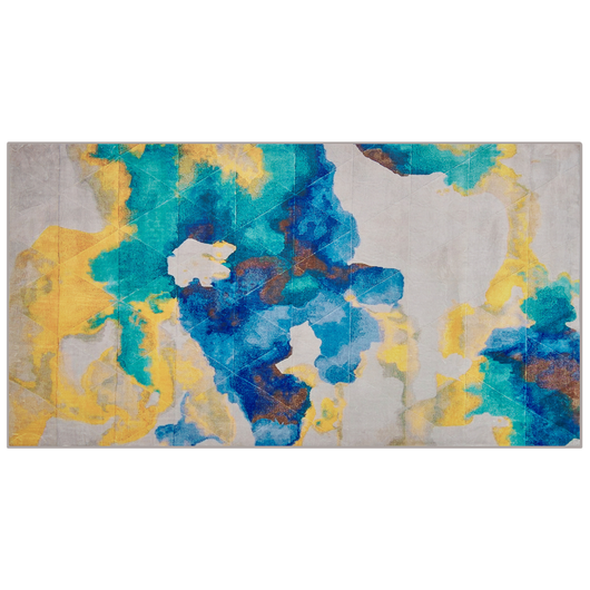 Tappeto per tappetino Moquette Tessuto in poliestere Multicolore Motivo astratto Effetto vernice Fondo rivestito in gomma 80 x 150 cm