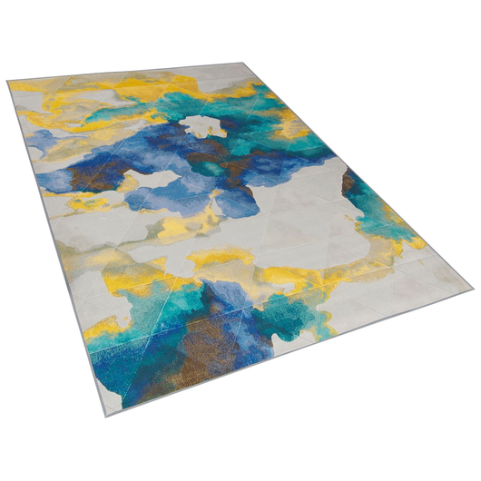 Tappeto per tappetino Moquette Tessuto in poliestere Multicolore Motivo astratto Effetto vernice Fondo rivestito in gomma 160 x 230 cm