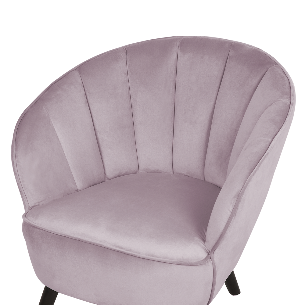 Poltrona con rivestimento in tessuto di velluto rosa Glam Shell Back  Chair
