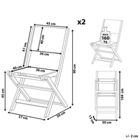 Set di 2 sedie da giardino in legno chiaro di acacia pieghevoli