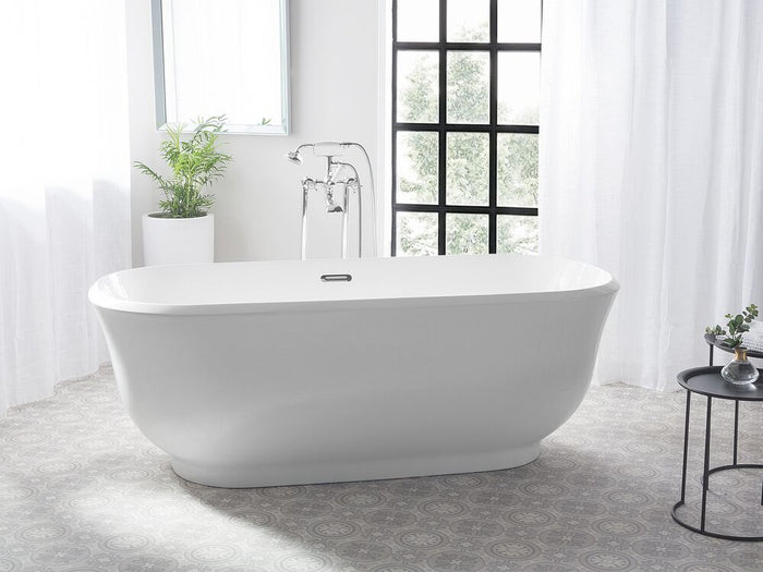 Vasca da bagno freestanding bianco sanitario ovale in acrilico singolo 170 x 77 cm dal design moderno