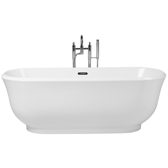 Vasca da bagno freestanding bianco sanitario ovale in acrilico singolo 170 x 77 cm dal design moderno