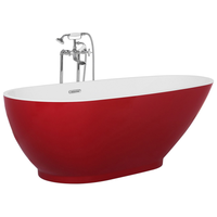 Vasca da bagno freestanding in acrilico sanitario rosso e bianco singolo 173 x 82 cm ovale dal design moderno