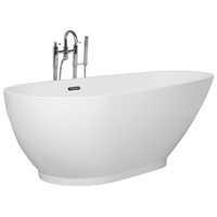 Vasca da bagno freestanding bianco sanitario acrilico singolo 173 x 82 cm ovale dal design moderno