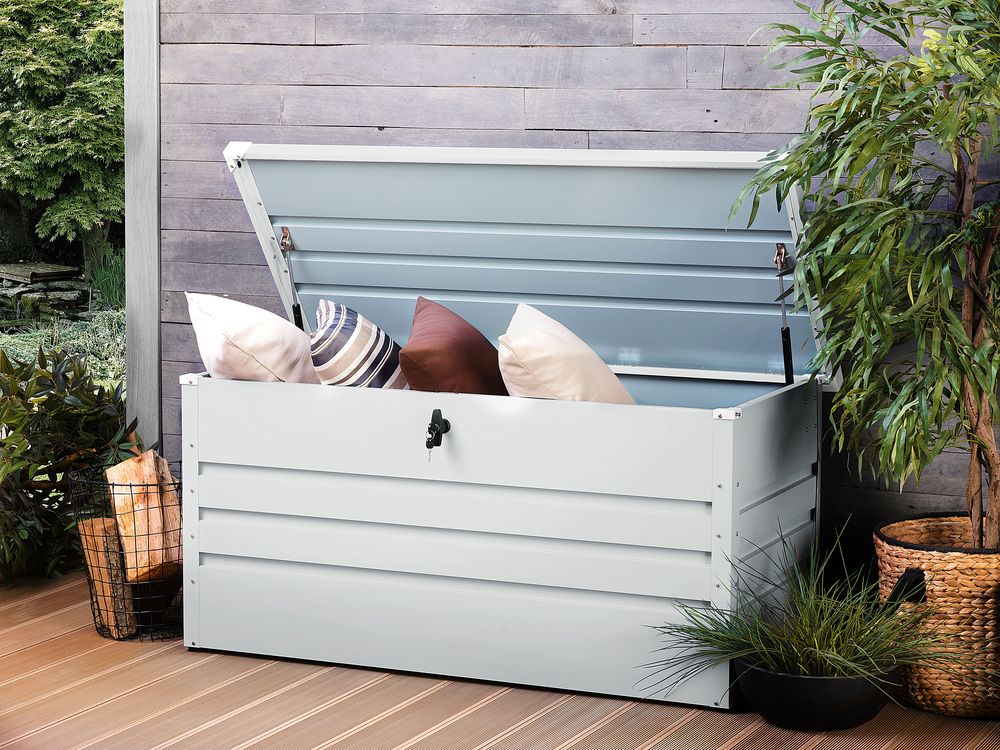 Cesta baule portaoggetti da esterno in acciaio zincato grigio chiaro 400 lt giardino industriale