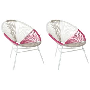 Set di 2 Sedie da Giardino spaghetti di colore beige e rosa stile Moderno contemporaneo